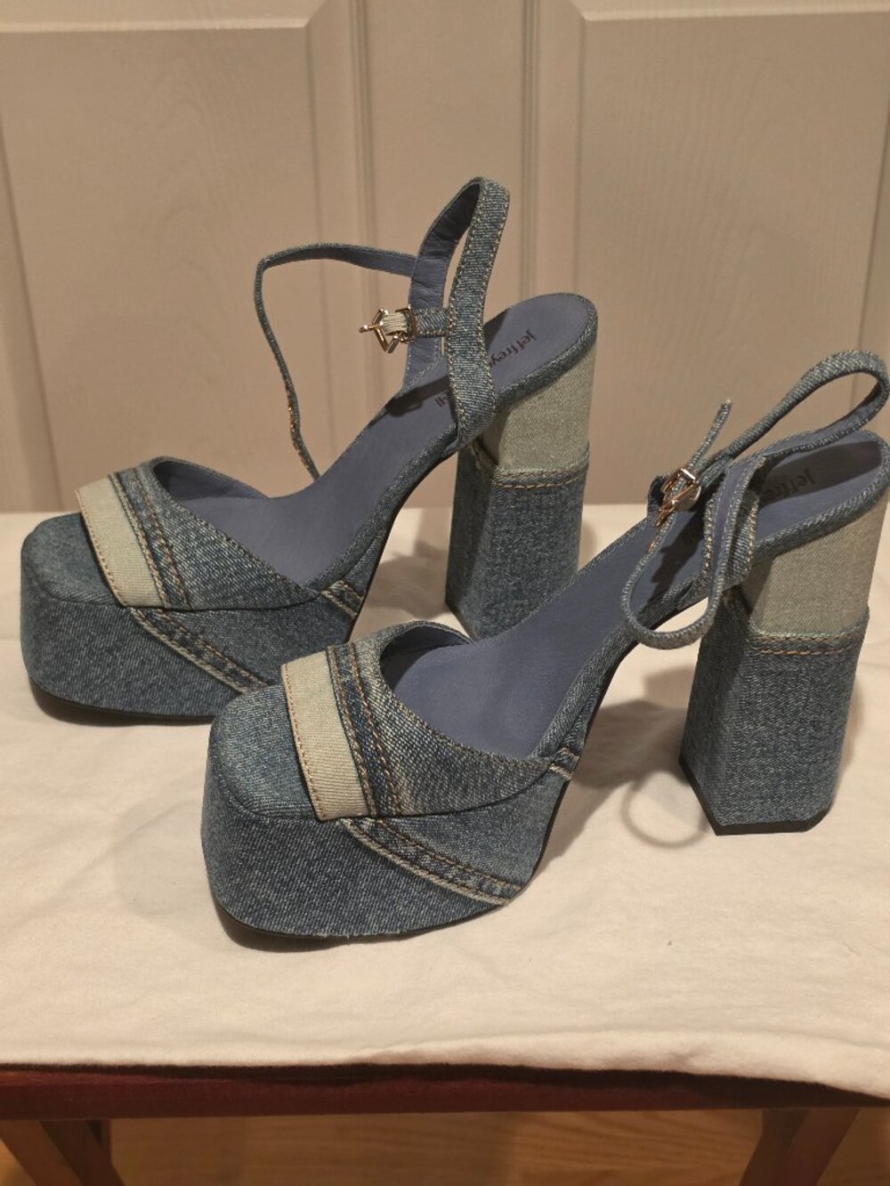 Jeffrey Campbell Girlfriend Platform Sandal in Blue Denim